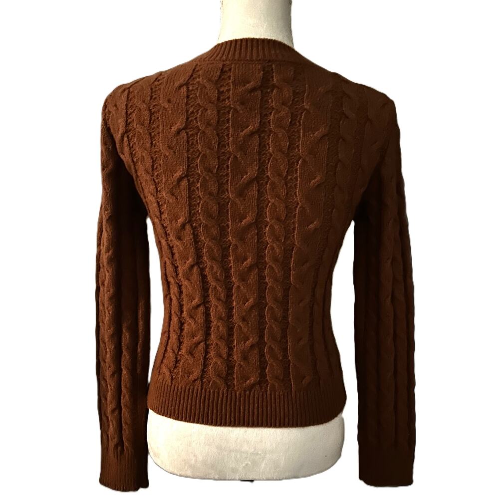 NWT Evolutionary Tobacco Long Sleeve Pullover Rib Crew Neck Cable Sweater-Med - Picture 2 of 12